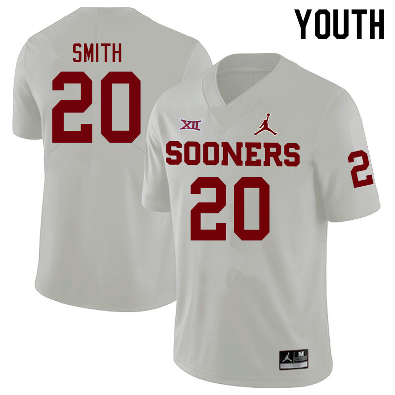 Youth #20 Clayton Smith Oklahoma Sooners College Football Jerseys Sale-White